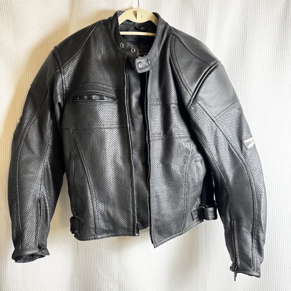 Joe Rocket Leather Motorcycle Jacket Adventure Touring Riding Mens Sz 40 Black